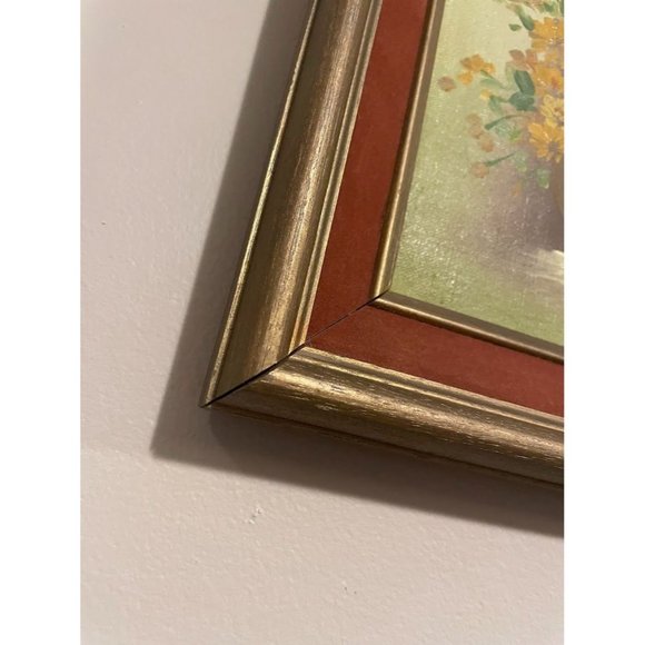 Vintage Original Oil-Acrylic Painting of Flowers-Still Life-on Board in Frame - Picture 5 of 12